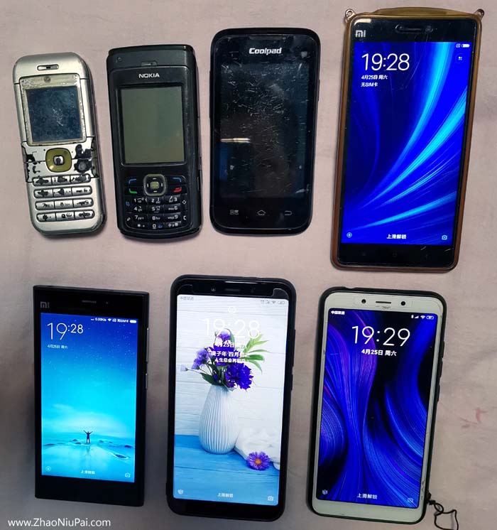 手机开会：Nokia6030，NokiaN70，Coolpad，Mi4c，Mi3，Mi6X，Redmi6A